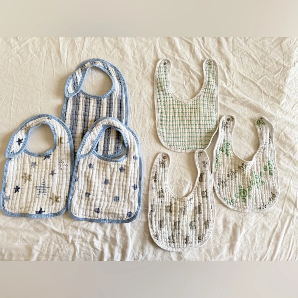 Aden + Anais Baby Bib Muslin, Burp Cloth Infant Toddler Newborn 6 PCS/ 2 Sets